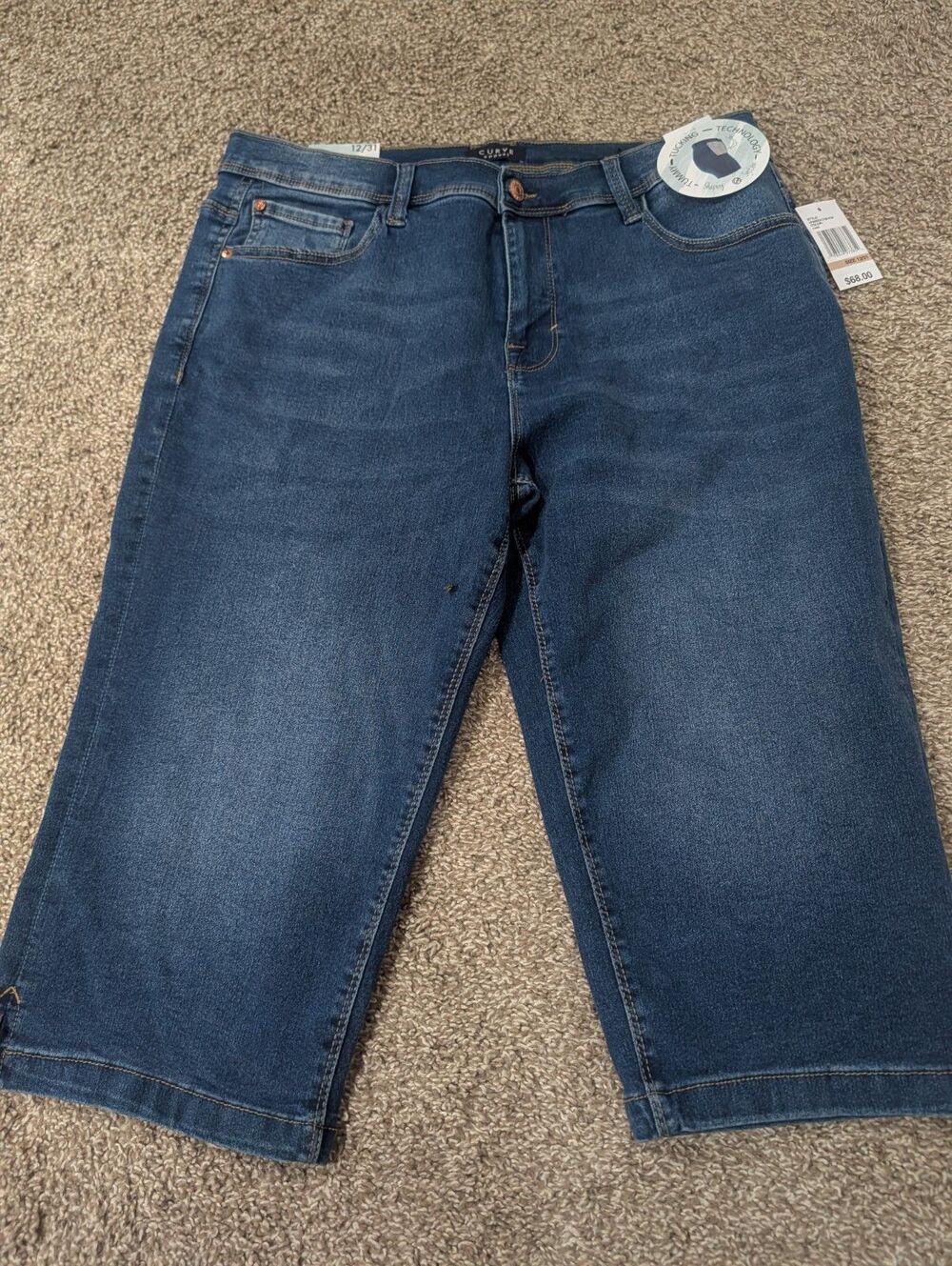 Curve Appeal Capri Jeans Women 12/31 Medium Wash Spring Casual Stretch Comfy